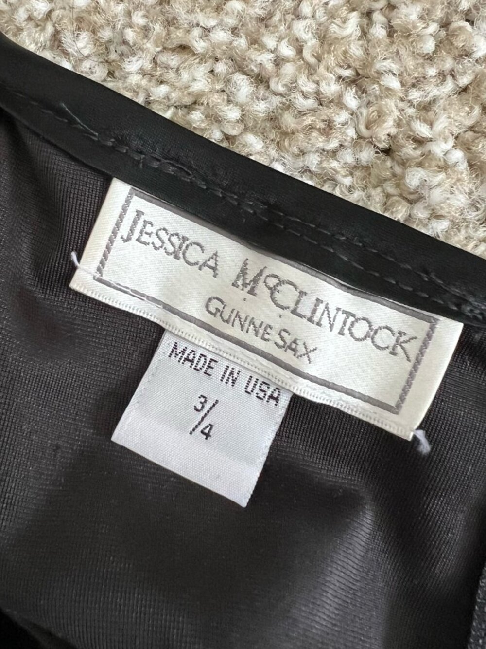 90s Black Velvet Formal Maxi Dress Jessica McClintock Gunne Sax High Neck Size 4 - Picture 5 of 5